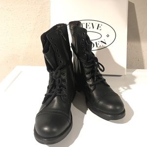 BRAND NEW Steve Madden combat boots. Size 8.5.